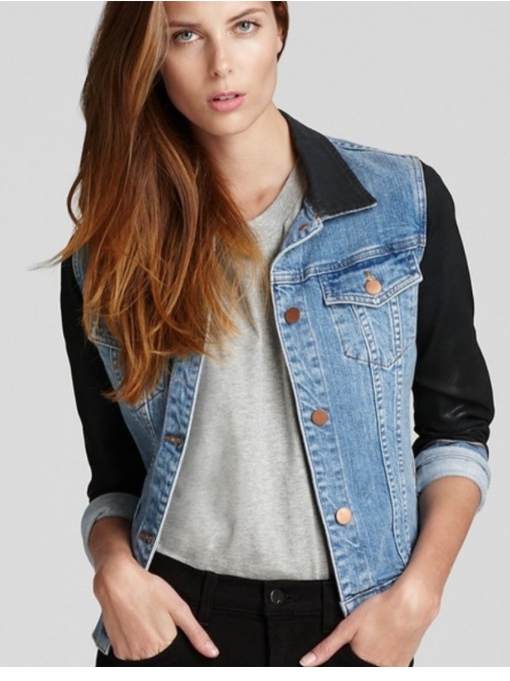 J Brand Bowie Contrast Sleeve Stretch-denim Jacket